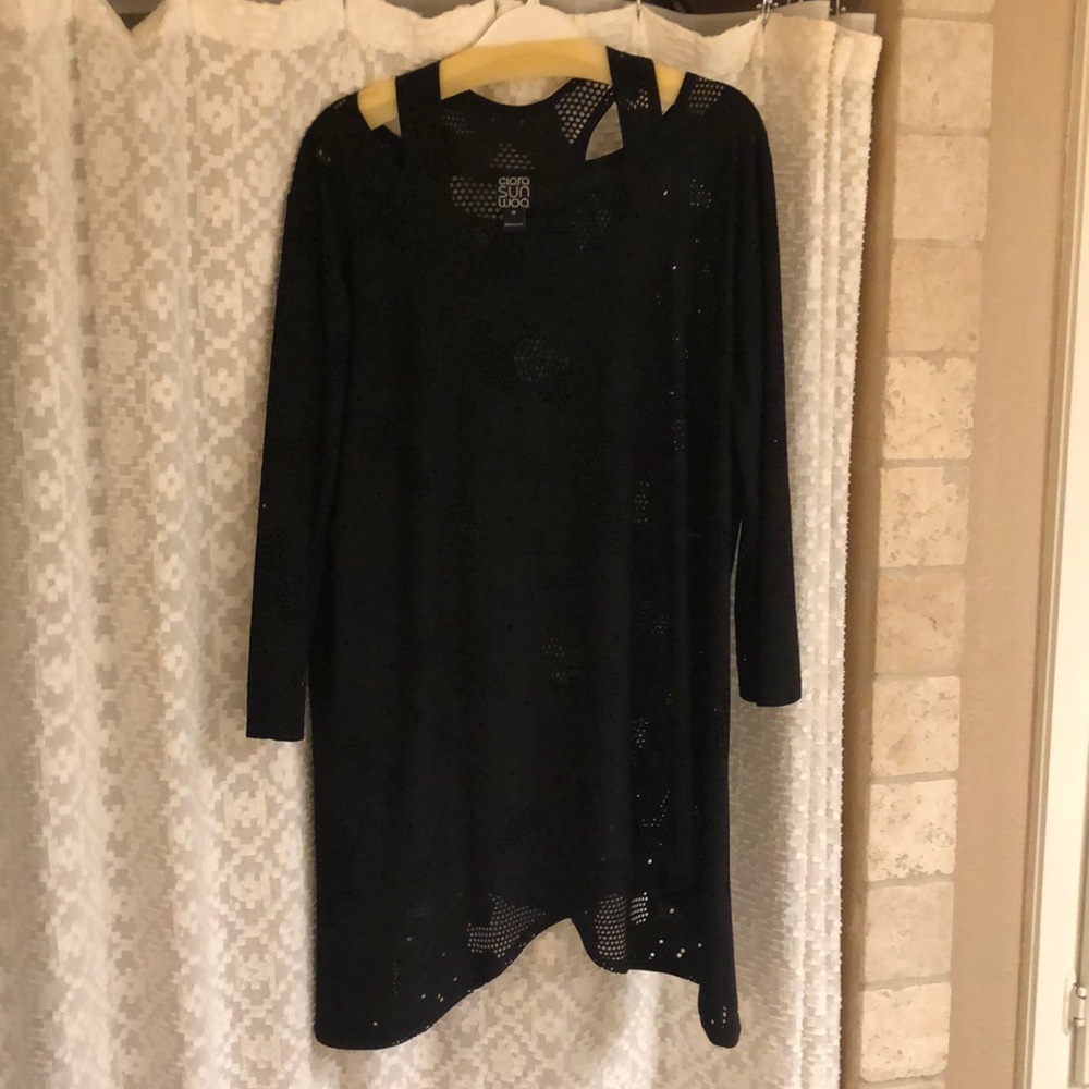 Black asymmetrical tunic
